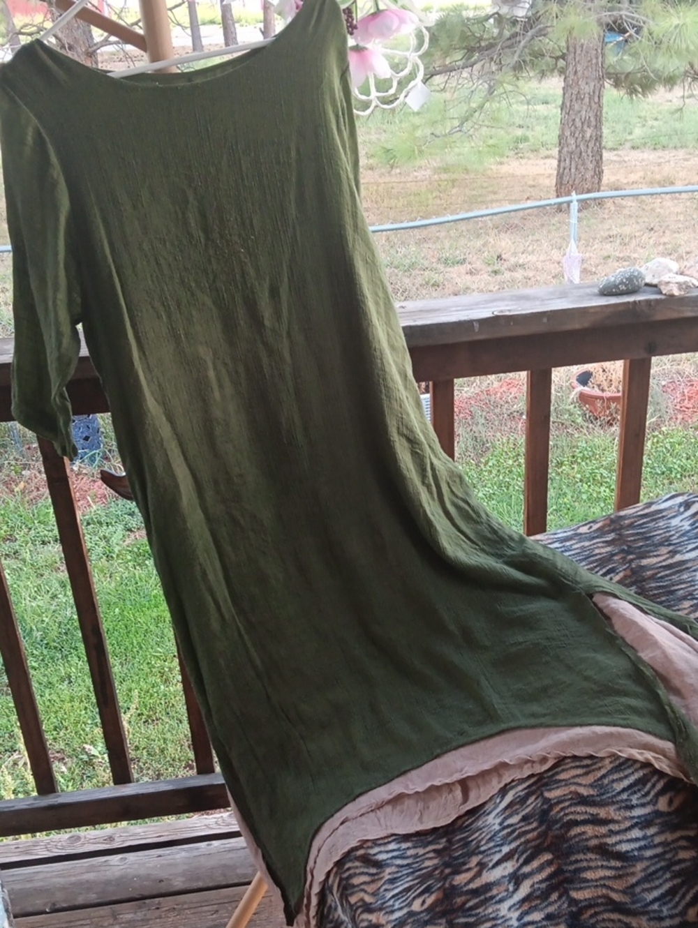 Olive Green Maxi Dress with Subtle Texture